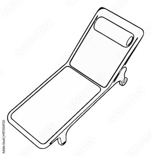Minimalist line art chaise lounge icon. Generative AI