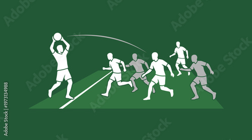 Gaelic Football Player Throwing Ball in Game