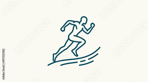 Minimalist Outline of a Running Athlete