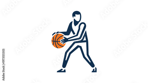 Minimalist Basketball Player Dribbling