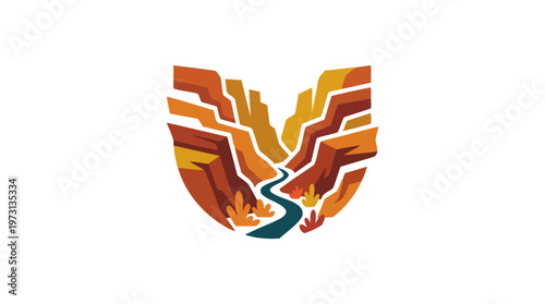 Abstract Logo Representing a Canyon and River