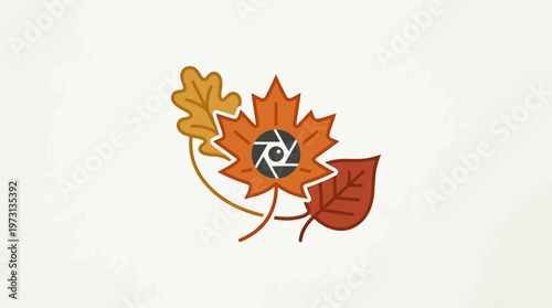 Autumn Leaf Composition with Camera Aperture