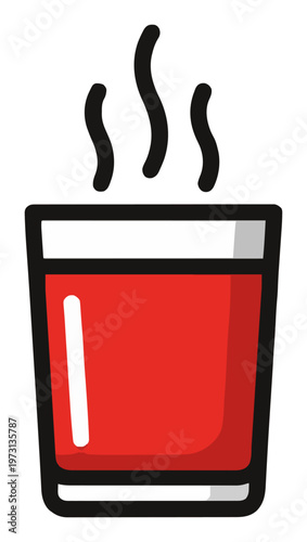 Line art tomato juice icon 3/4 perspective. Generative AI