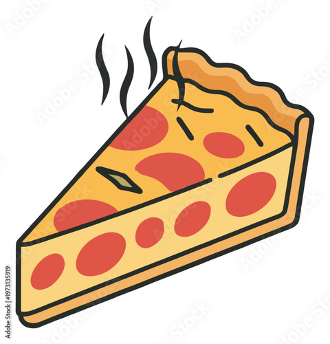 Minimalist quiche lorraine slice outline icon. Generative AI