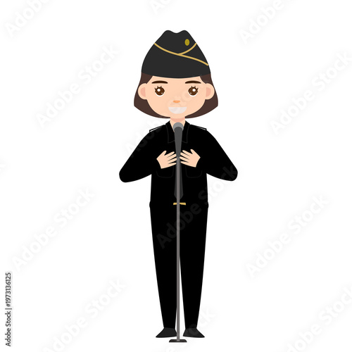 Indonesian Female Civil Servant Formal Standing Hands Together