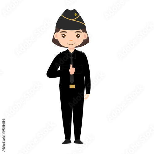 Female Government Officer Standing Calm Pose PDL Uniform
