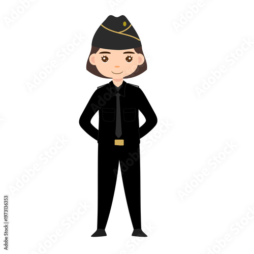 Confident Female Civil Servant Hands on Waist PDL Uniform