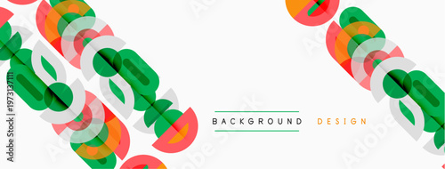 Abstract geometric pattern. Colorful overlapping shapes create dynamic visual texture. Minimalist design with white space.