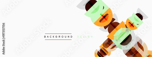 Minimalist banner features geometric shapes, overlapping lines. Light colors create modern, clean aesthetic. Text reads background design.