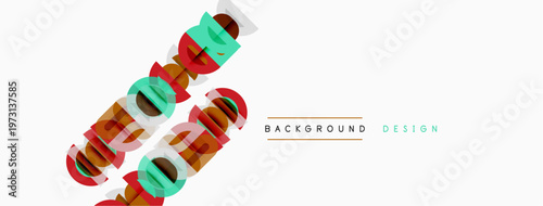 Abstract colorful text layers over white background. Modern design element, simple composition, vibrant hues.