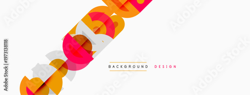 Abstract geometric shapes, orange, pink, white. Minimalist design with text background design. Clean, modern aesthetic.