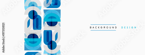 Abstract geometric pattern. Blue shapes overlap, creating layered visual effect. Minimalist design suitable for backgrounds, textures.