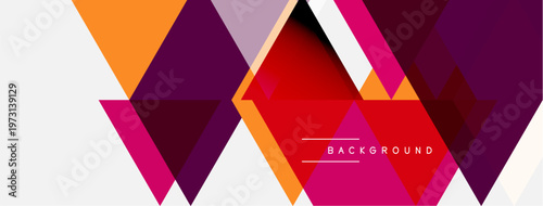 Abstract geometric design. Overlapping triangles create dynamic, colorful pattern. Modern aesthetic, suitable for backgrounds or banners.