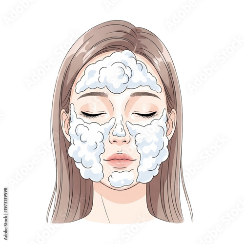 Woman applies facial mask while relaxing with closed eyes indoors