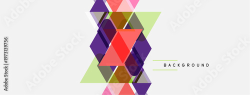 Abstract geometric shapes overlap, creating vibrant colorful design. Light background enhances visual impact. Modern aesthetic.