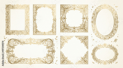 A collection of elegant vintage frames in a minimalist design style
