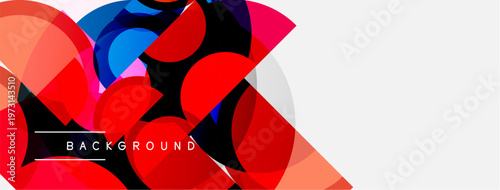 Abstract colorful circles overlap white space. Text reads background within geometric shapes. Modern design, vibrant hues present.