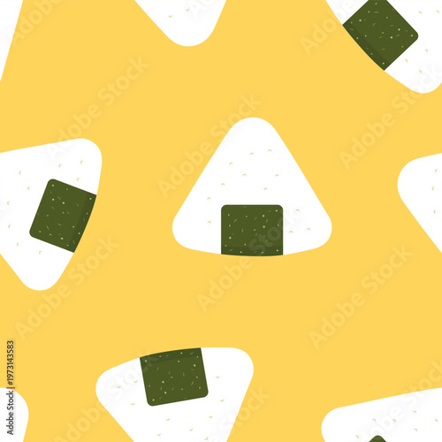 seamless pattern of Japanese onigiri rice ball