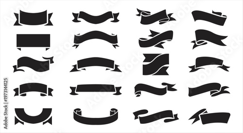 Black ribbon banners set. Vector illustration for advertising luxury style. vector