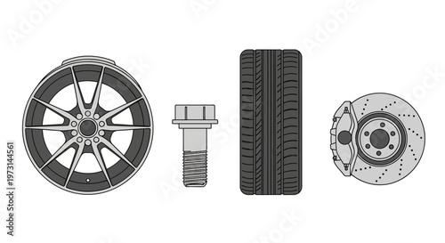 Car wheel and brake parts.