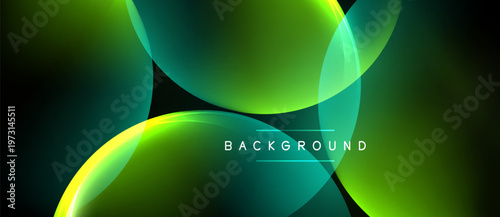 Abstract fluid shapes, vibrant green hues, dark background. Modern design, smooth gradients create dynamic visual effect.