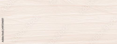 Crumpled ecru cellophane. Wrinkled plastic film texture with dotted halftone effect. Abstract crumpled cellophane background with soft folds and transparent material look. Packaging material surface.