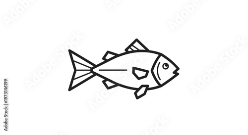 Fish Side View Black Lines.