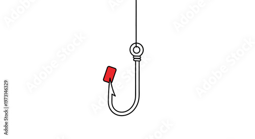Fishing Hook with Red Lure Attached.