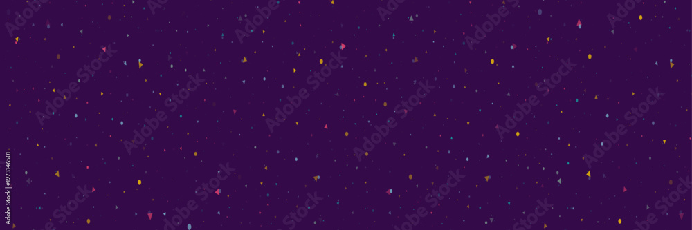 Fototapeta premium Vector seamless pattern with dotted colorful elements. Simple texture from small dots and triangle on purple background.