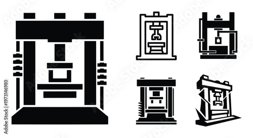 Collection of industrial press silhouettes for manufacturing and heavy machinery applications