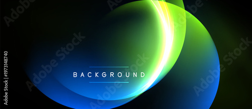 Abstract design features overlapping colorful shapes. Gradient blends blue, green, yellow. Text reads background centered within form.