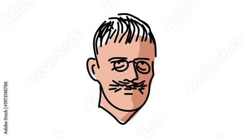 Knut Hamsun portrait, flat vector illustration