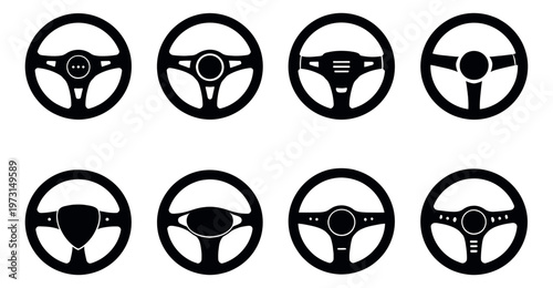 Modern steering wheel set featuring diverse designs for automotive concepts