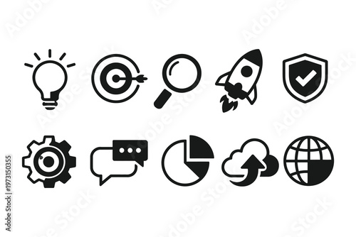 Collection of icons representing various concepts and functionalities