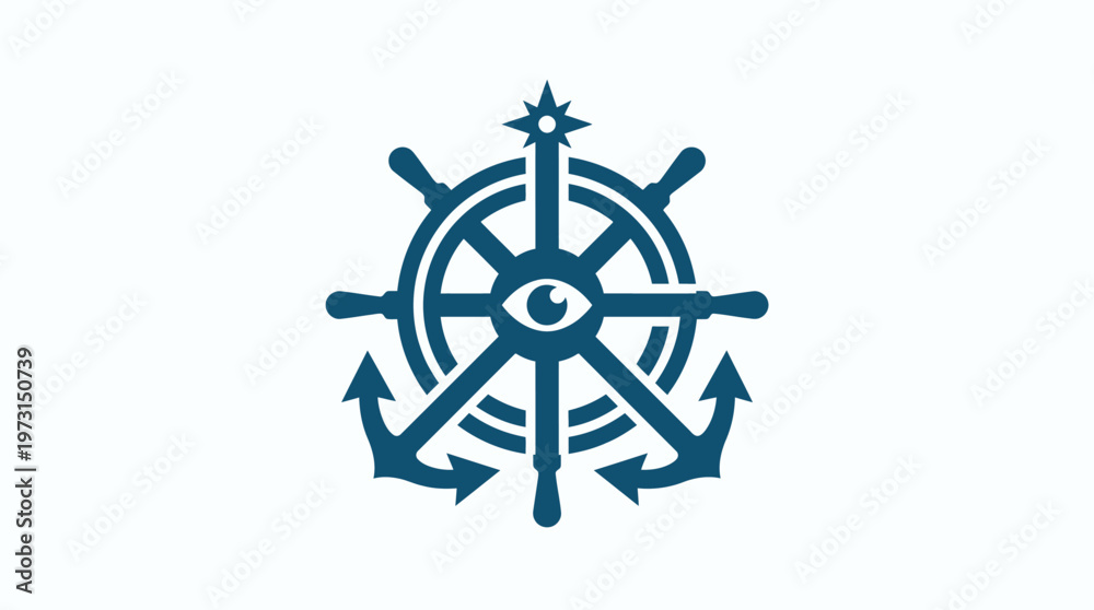 Obraz premium Nautical Symbol with Eye and Anchors