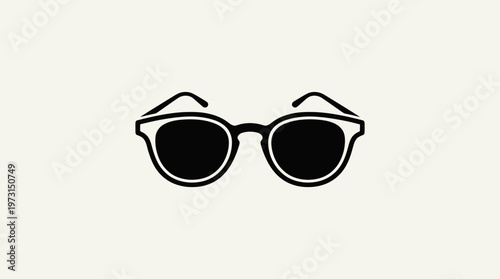 Minimalist Sunglasses Icon on Cream Background