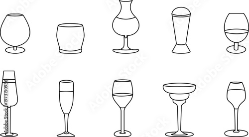 Beverage Drink Glass Line Icon for Bar, Cafe, and Restaurant Menu Design, Banana Smoothie, Bar Drink Establishment