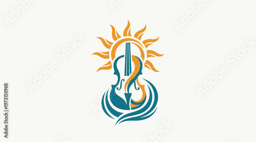 Violin Under Sunny Skies Conceptual Music Logo