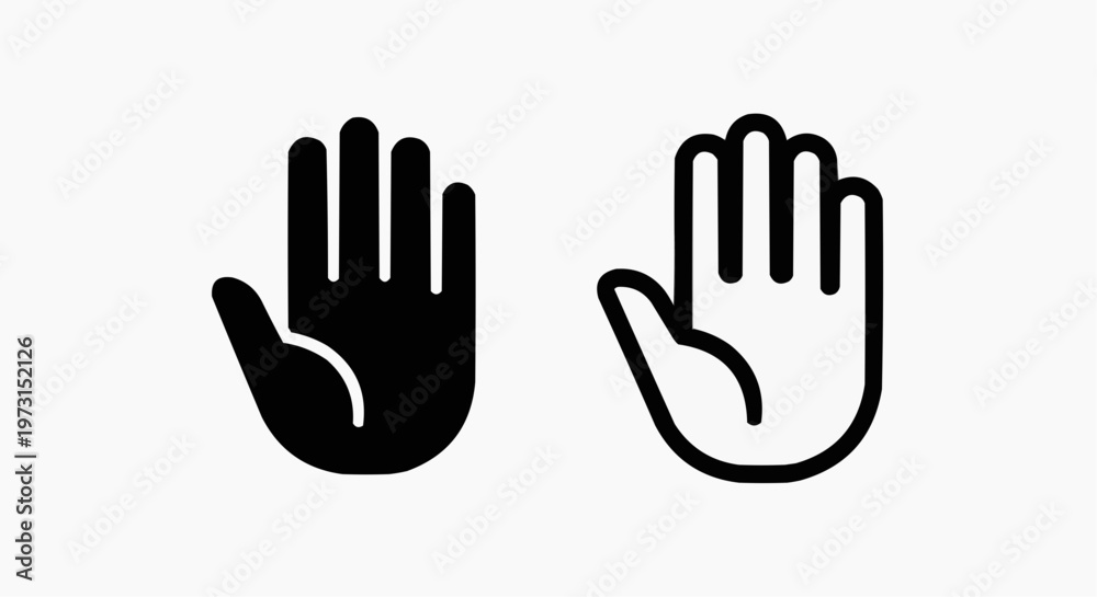 Obraz premium Waving Hand Icon Set - Minimalist Hello and Greeting Gesture Vector Symbols