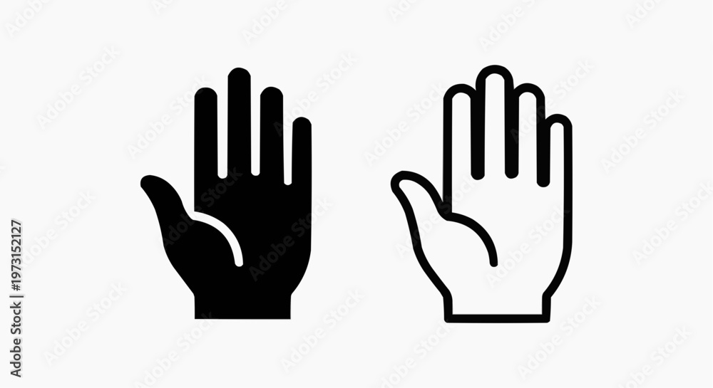 Fototapeta premium Waving Hand Icon Set - Minimalist Hello and Greeting Gesture Vector Symbols