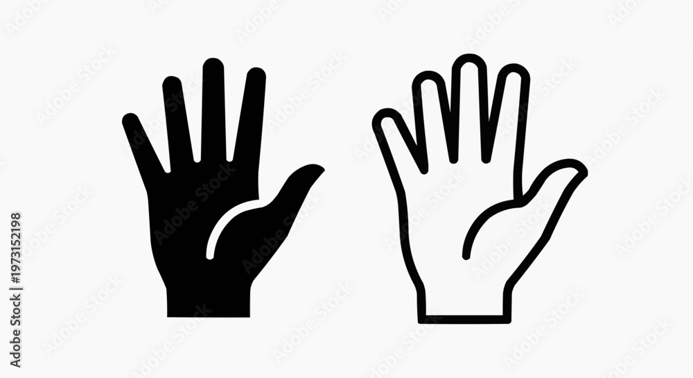 Fototapeta premium Waving Hand Icon Set - Minimalist Hello and Greeting Gesture Vector Symbols