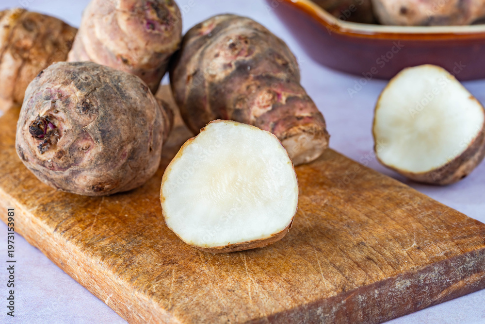 Fototapeta premium A pile of fresh Jerusalem artichokes
