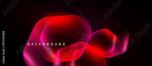 Abstract red shapes overlap dark background. Gradient colors create modern visual effect. Text reads background.