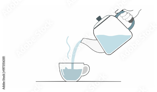 Pouring Hot Water Into Tea Cup Flat Vector Illustration