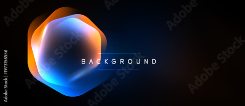 Abstract geometric shape, vibrant colors, dark background. Modern design element, gradient effect, dynamic composition.