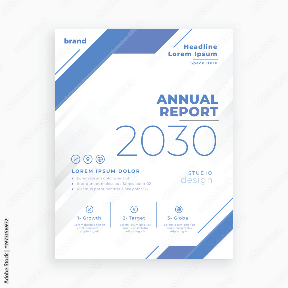 Obraz premium Corporate Annual Report Cover Template Vector with Blue Geometric Business Design