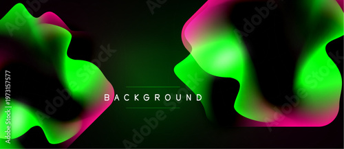 Abstract fluid shapes, vibrant colors, dark background. Modern design, dynamic composition, gradients present. Text reads background.