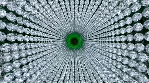 Abstract Tunnel of Sparkling Lights with Green Center.