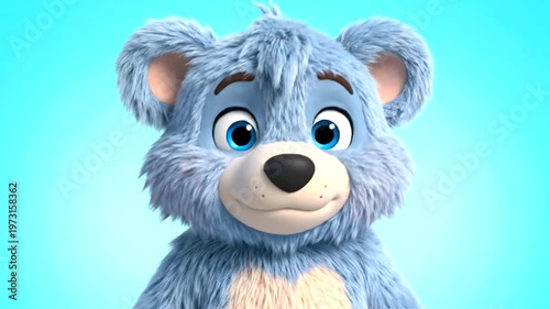 Adorable Animated Bear Characters Expressing Various Emotions on a Bright Blue Background.
