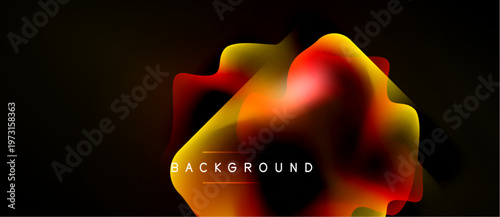 Abstract fluid shapes, vibrant colors, dark background. Modern design element, dynamic composition, gradient effect.
